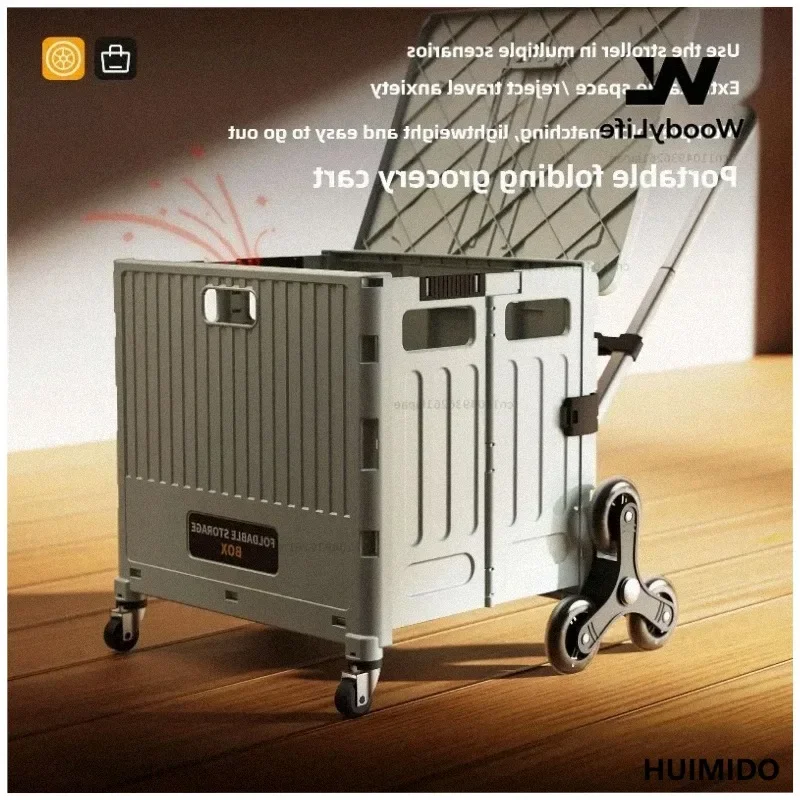 Articles Ménagers, Chariot De Courses Pliable Multifonctionnel Portable, Remorque, Camping, Boîte De Rangement De Grande Capacit