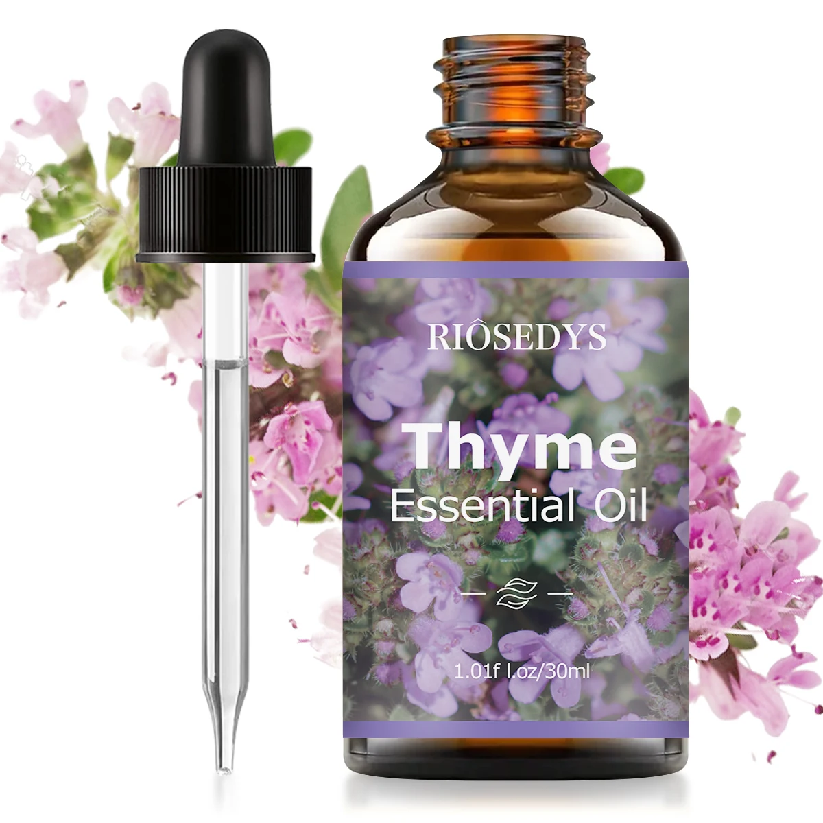 Huile essentielle de thym, avec leur parfum floral, parfaite pour l'aromathérapie et le massage corp