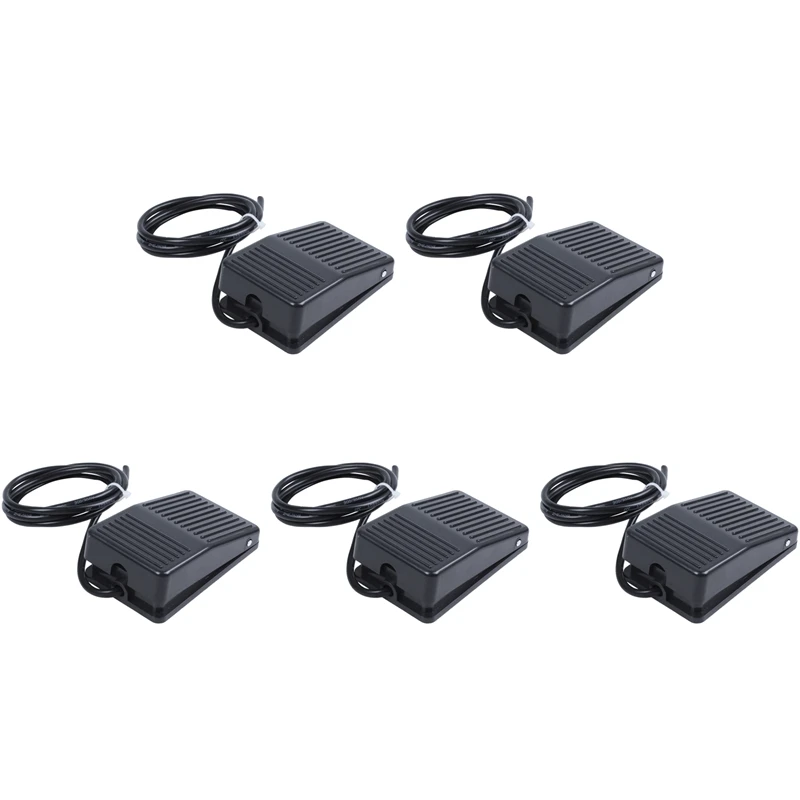 5X AC 250V 10A SPDT NO NC Antislip Plastic Momentary Power Foot Pedal Switch Black