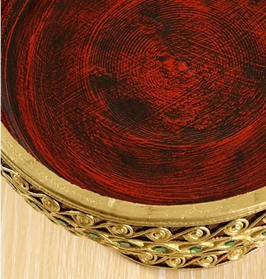 Solid wood high legged red fruit plate creative home snack plate relocation new home fruit plate