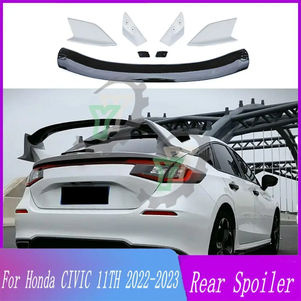 

For Honda Civic 11th Gen Hatchback TR Style 2022 2023 High Quality ABS Plastic Car Rear Trunk Spoiler Rear Wing Lip Trim