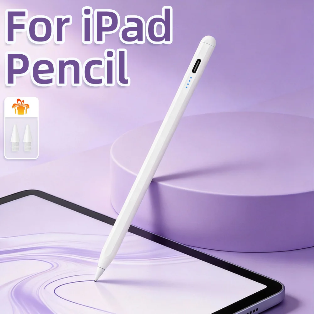 

Стилус Bluetooth для iPad, совместимый с Apple Pencil 1 и 2, для iPad A16 Air 11 M3 M2 Pro 12.9 10.9 10.2 Mini 6 7