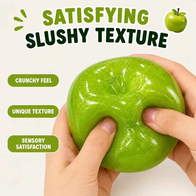 Slush Apple Squishy Sensory Soft Squeeze Ball Stress Relief Toy, Cute Sensory Squeeze Play for Anxiety Classroom Rewards