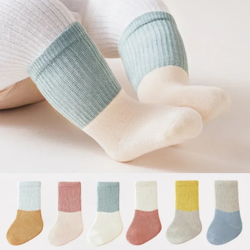 

Kids Fashion Colorblocked Socks Baby Middle Tube Stockings Long Socks Infant Toddler Boy Girls Casual Socks Clothing Accessories