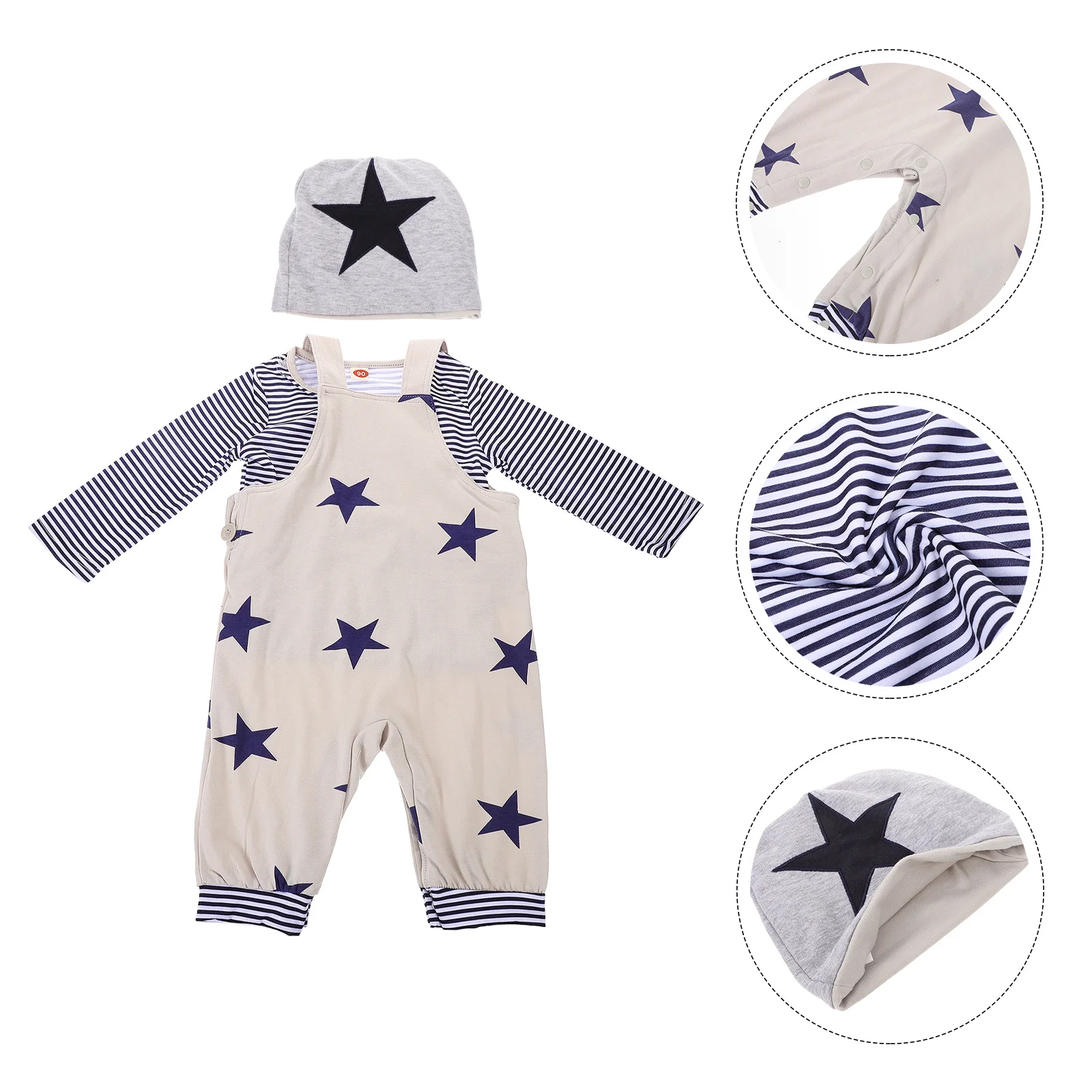

1 set 1 Set Stars Print Suspender Pants For Toddler Boy Long Sleeve Shirt Outfit Breathable Spring Autumn Clothing Suit