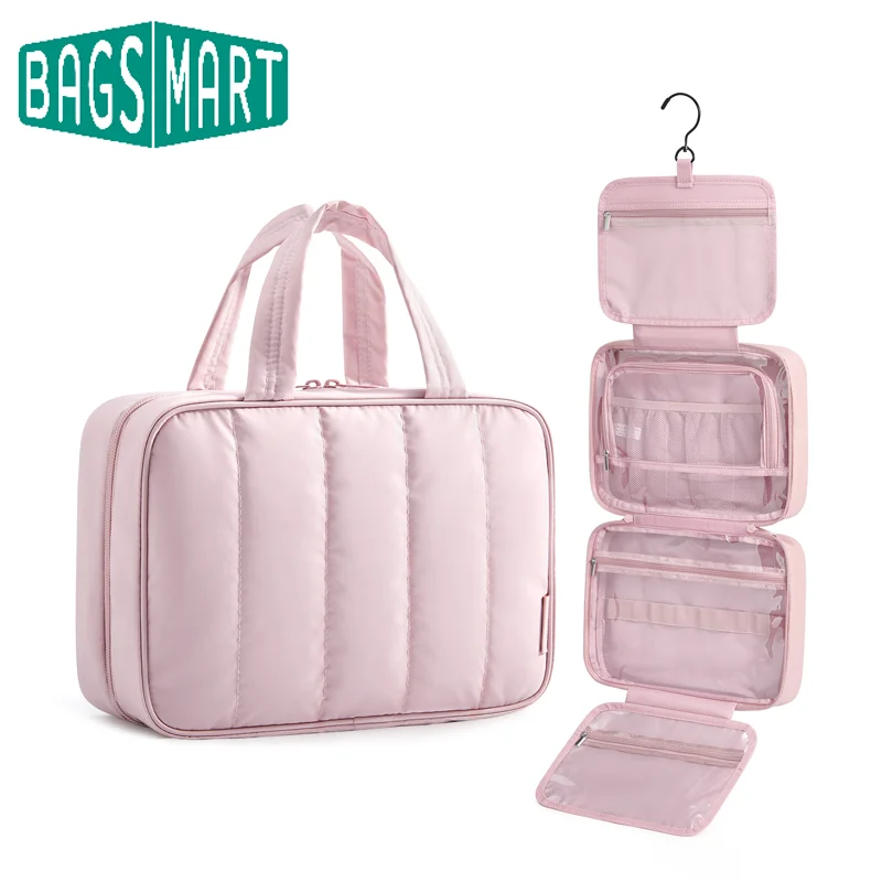 

BAGSMART дорожная косметичка для женщин портативный подвесной крючок косметичка-органайзер водонепроницаемая косметичка