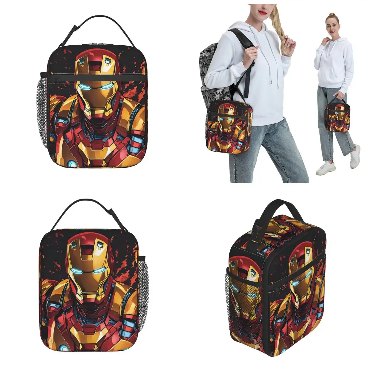 Iron Man isolierte Lunch pakete tragbare Helden geben Film Mahlzeit Behälter Thermo tasche Tote Lunchbox College Food Handtaschen zurück