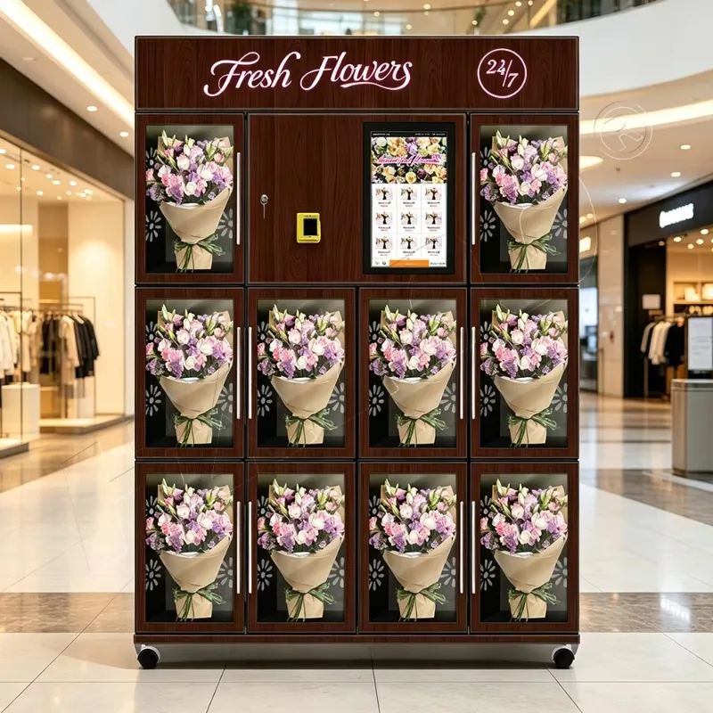 Customized Flower Vending Machine Vending Machine Supplier  24/7 Self Service Fresh Bouquet Smart Touchscree