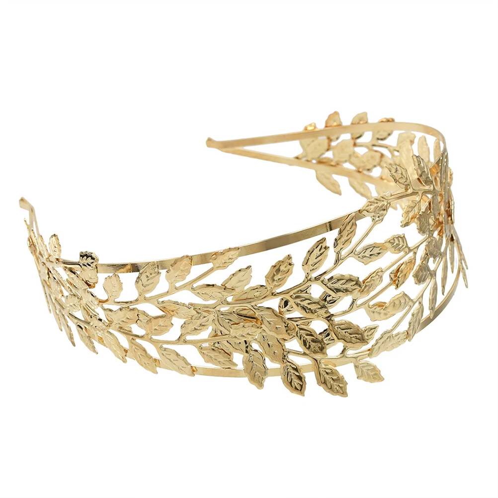 

Golden Hair Lightweight Bride Leaf Headband Comfortable Alloy Headdress For Bride Alloy Headdress for Party Wedding Photoshoots