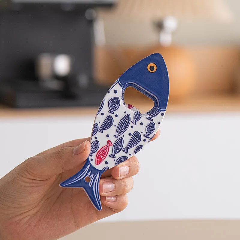 Creative Plastic Fish Shaped Bottle Opener Home Decoration Refrigerator Sticker Embossed Texture 3D Refrigerator Sticker ZI701