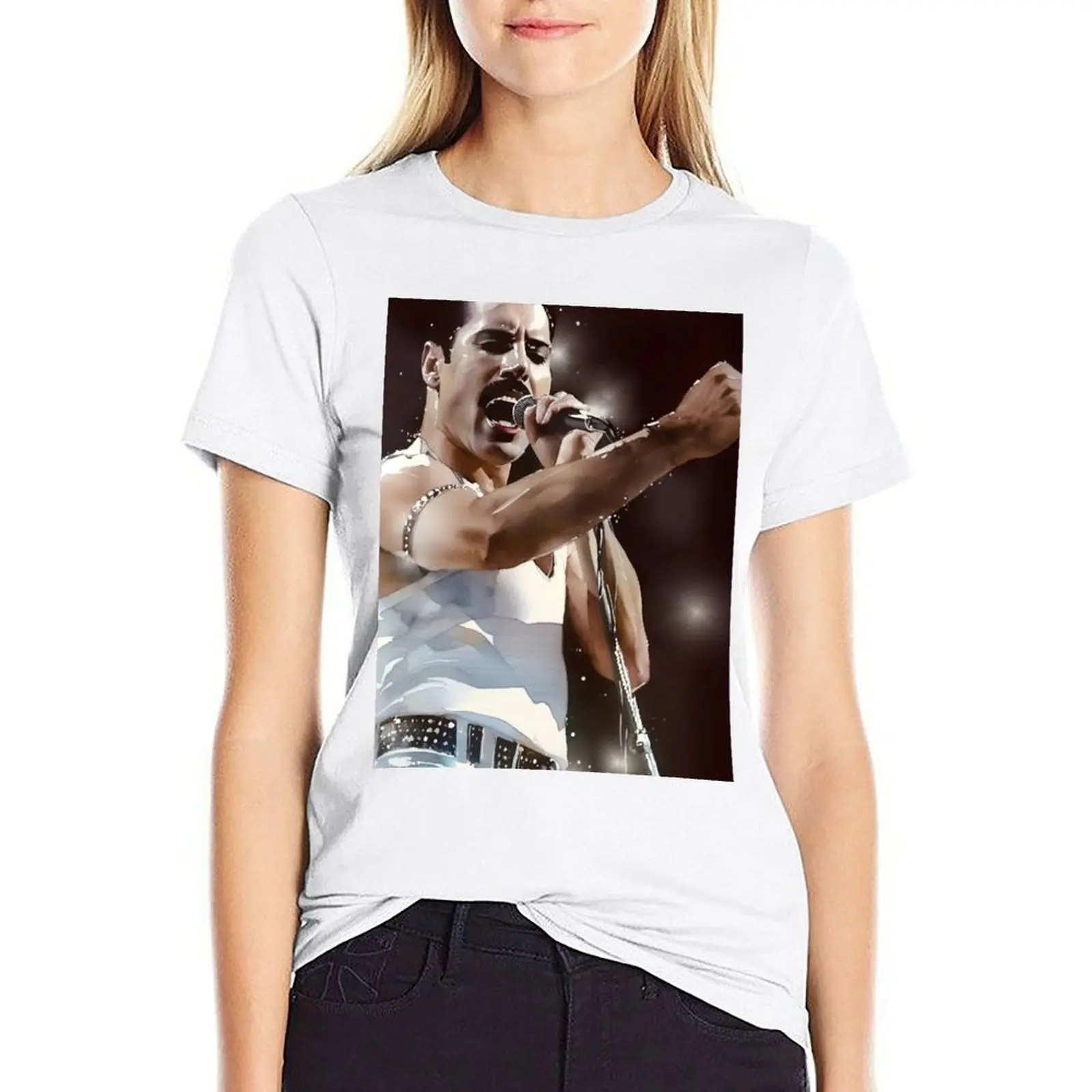 

Freddie Mercury T-shirt hippie clothes korean fashion workout shirts for Women