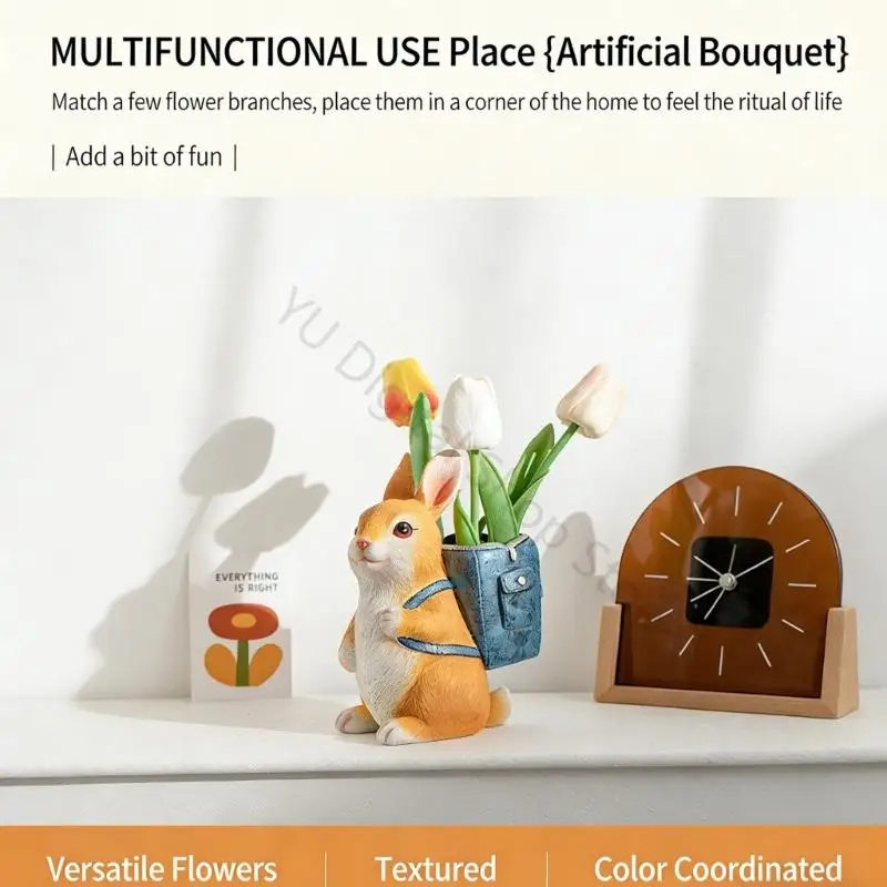 96BA Rabbit Resin Pencil Cup Desktop Pen Organiser Storage Container For Kids