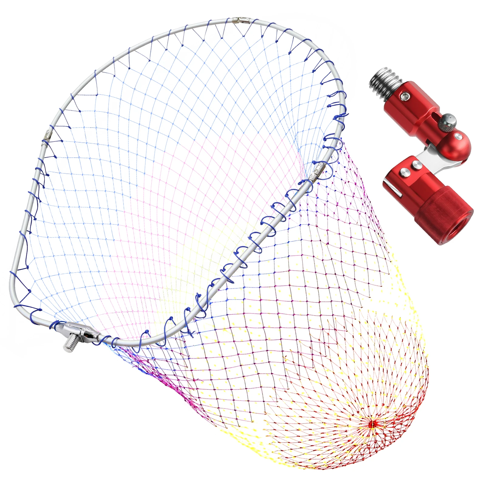 sanlike nylon portatil dobravel landing dip net moldura oval de aluminio dobravel com adaptador ferramenta de pesca 01