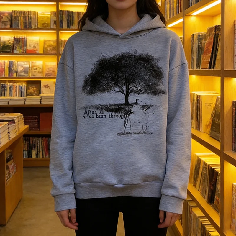 

Модные осенне-зимние худи в стиле лоу-эйр с мультяшным принтом, простые уличные пуловеры в стиле 2000-х, женские свободные худи с длинными рукавами в стиле гранж, повседневные