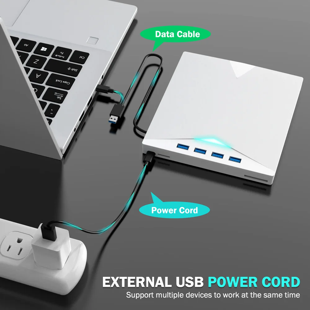 7-in-1 RGB Externes DVD-RW-Laufwerk USB 3.0 Typ C Schnittstelle DVD CD-Brenner Brenner Leser Player Optisches Laufwerk für Laptop Notebook