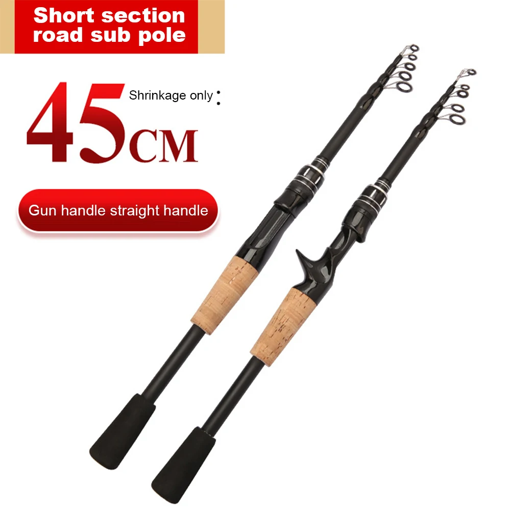 Baitcasting Lure Fishing Rod Spinning Telescopic Fishing Pole Collapsible Fishing Baitcasting Rod 1.5M/1.8M/2.1M/2.4M for Bass