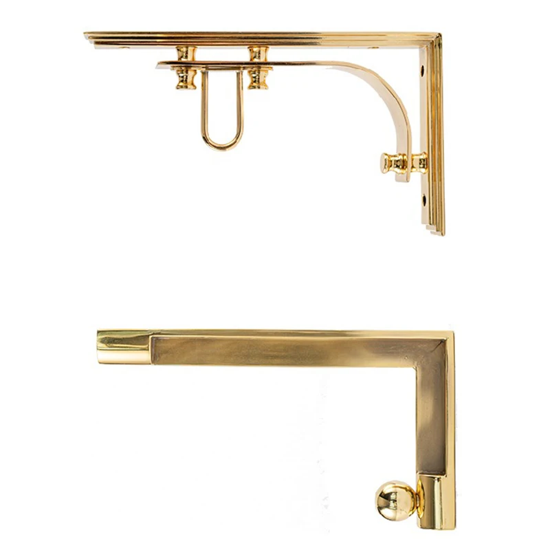 Retro Brass Triangular Layer Board Bracket Shelf Wall Mounted Vintage Heavy Duty Brass Bracket Metal Hanging Brackets Home - view 6