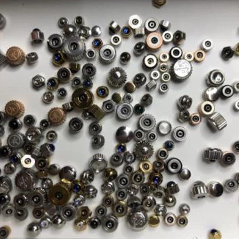 100Pcs Mixed Waterproof Steel Watch Handles Watch Crown Various Sizes and Colors For Watchmakers