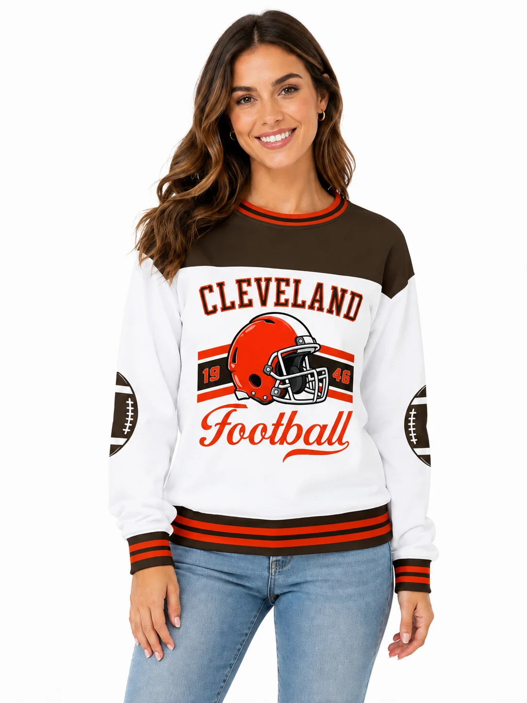 Personalized Cleveland City Sweatshirt for Women, Custom Name Number Crewneck Sweatshirt, Custom Logo Casual Daily Sweatshirt