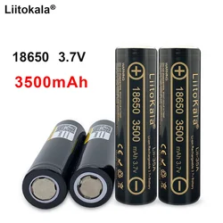 Liitokala-Bateria Recarregável para Lanterna, Real Capacidade, 18650 Bateria, 3.7V, 3500mAh, 18650, Recargável