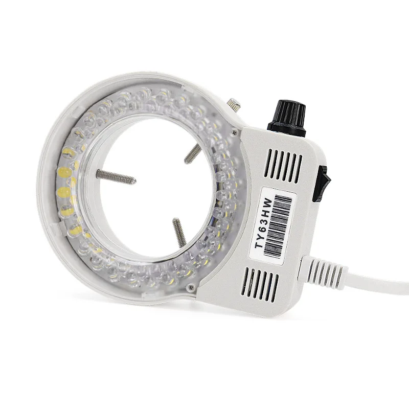 YT63HW Microscope Ring Light Source Adjustable Brightness Uniform Concentrating LED 56 Lamp Beads for CCD Camera