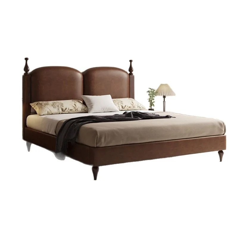 is ancient, the first layer of cowhide is soft, and the master bedroom double bed is high-end atmospheric leather art.