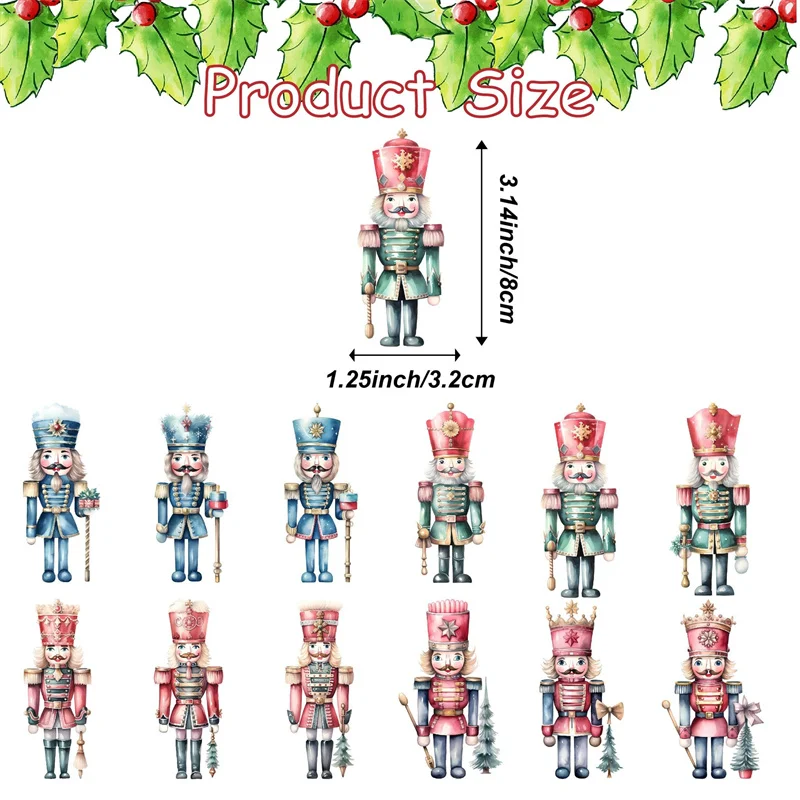 12 pezzi di schiaccianoci in legno soldato ciondolo in legno artigianale albero di Natale ornamento appeso decorazione natalizia per la casa regalo di Capodanno