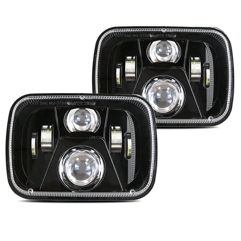 5x7 7x6 Inch LED Headlights Sealed Beam H6054 LED Headlights Amber/White DRL Turn Signal Rectangular Headlamp Compatible with XJ