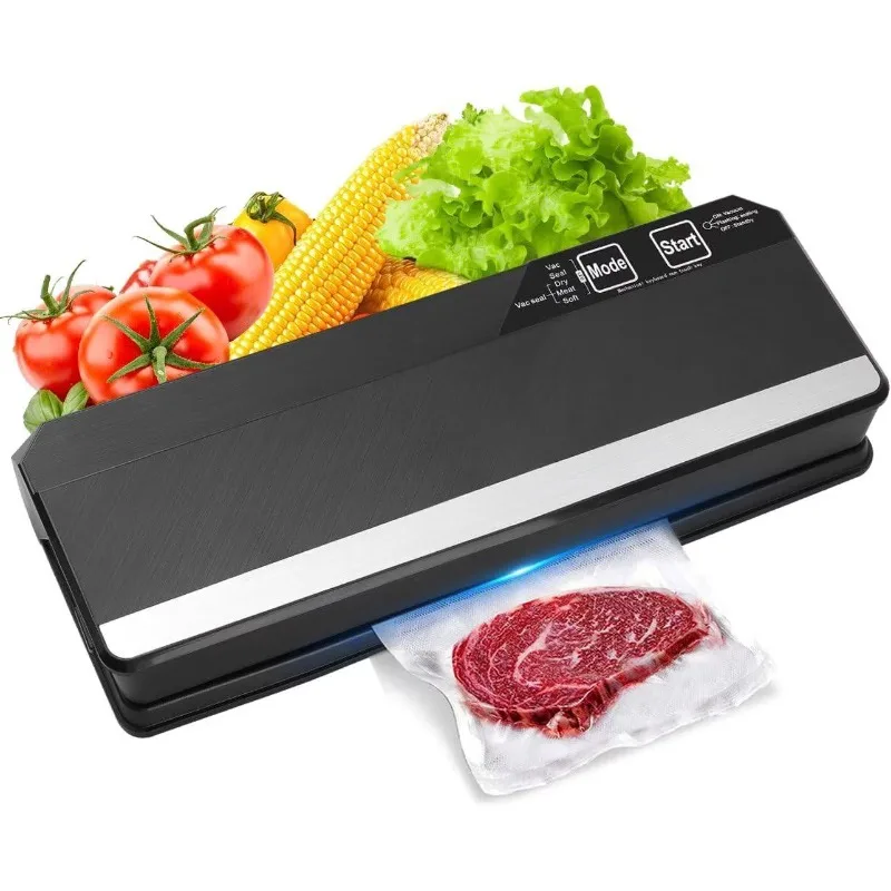 Food Vacuum Sealer, Food Saver Vacuum Machine, with 5pcs Vacuum Seal Bags, Dry & Moist Food Modes, Quick Seal, Easy to Clean