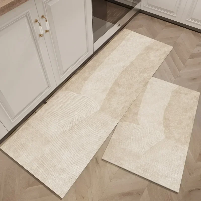 

Kitchen Pvc Mat Waterproof Leather Floor Mats Home Decoration Beige Rug Anti-slip Oil-proof Carpet 주방 카펫 Alfombra De Cocina