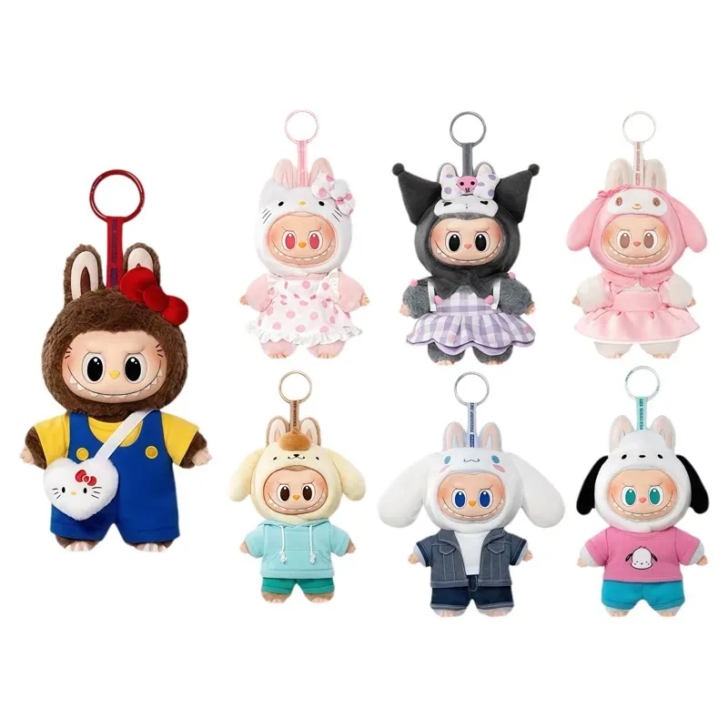 

POP MART LABUBU THE MONSTERS SANRIO CHARACTERS Серия виниловых плюшевых фигурок в слепых коробках, милые украшения для дома, игрушки, декор