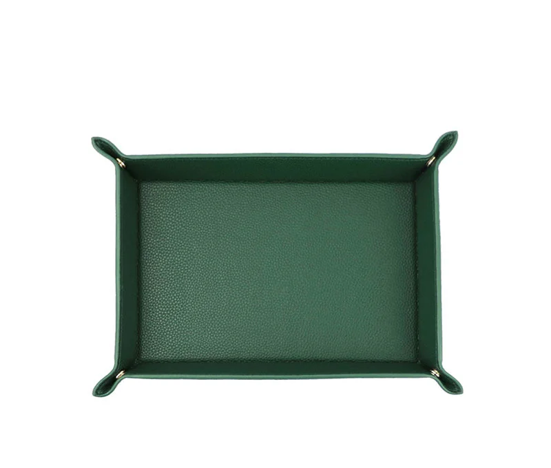 Free Customized Foldable PU Leather Tray for DIce Table Key Wallet Coin Organizer Square Tray Desktop Storage Box Jewelry Tray
