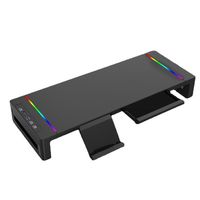RGB Lights Monitor Stand Riser with USB Foldable with Storage Drawer Laptop Holder Adjustable Length USB 3.0 & 2.0 Hub