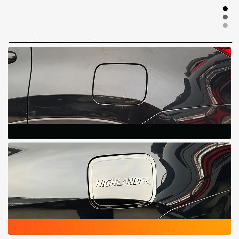 Chrome Fuel Tank Cap Cover Trim Sticker Guard for 2015-2021 Toyota Highlander Gas Tank Lid Protection Modification view 3