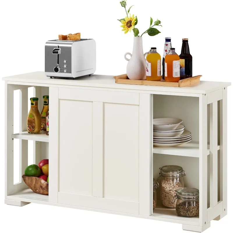 

Storage Cabinet Kitchen Buffet Cabinet Sideboard with Sliding Door, Adjustable Shelf & Open Side Panels, Stackable Cupboard