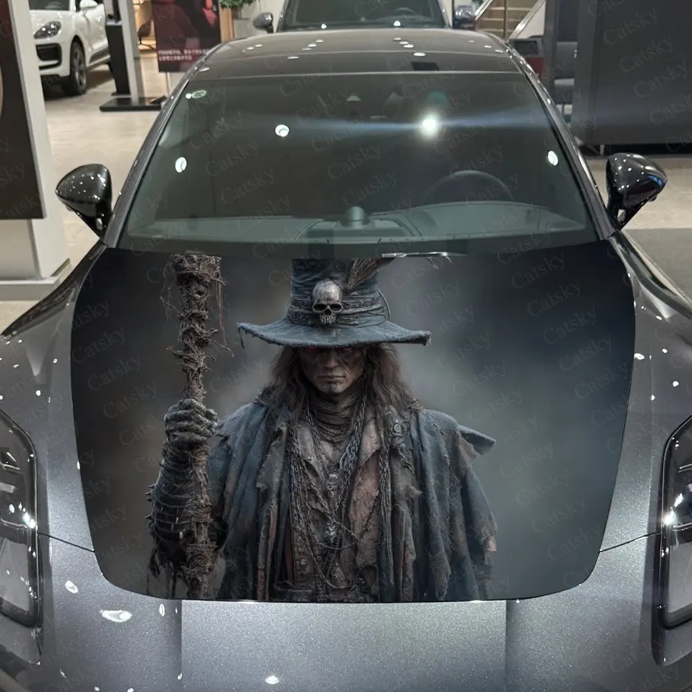 

Наклейка на капот автомобиля Evil Wizard, прочная виниловая пленка из ПВХ для большинства автомобилей, защитная пленка для крышки двигателя, реалистичный дизайн с узором, Au