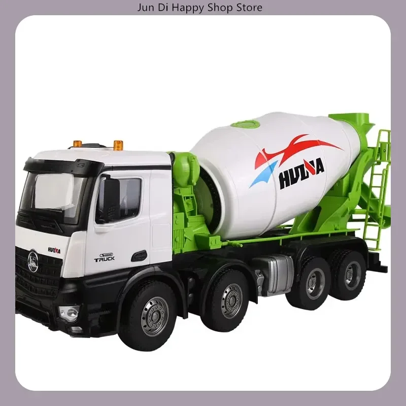 With Light Pull Back Rubber Tire Huina Electric Cement Mixer Truck Model Simulated Engineering Vehicle For Collection Display