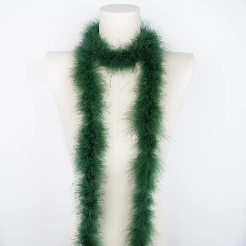 Green Turkey Feather Boa 15g 2m Marabou Feather Trim Soft Fluffy Plume Strip for Costume Wedding Party DIY Craft Decoration