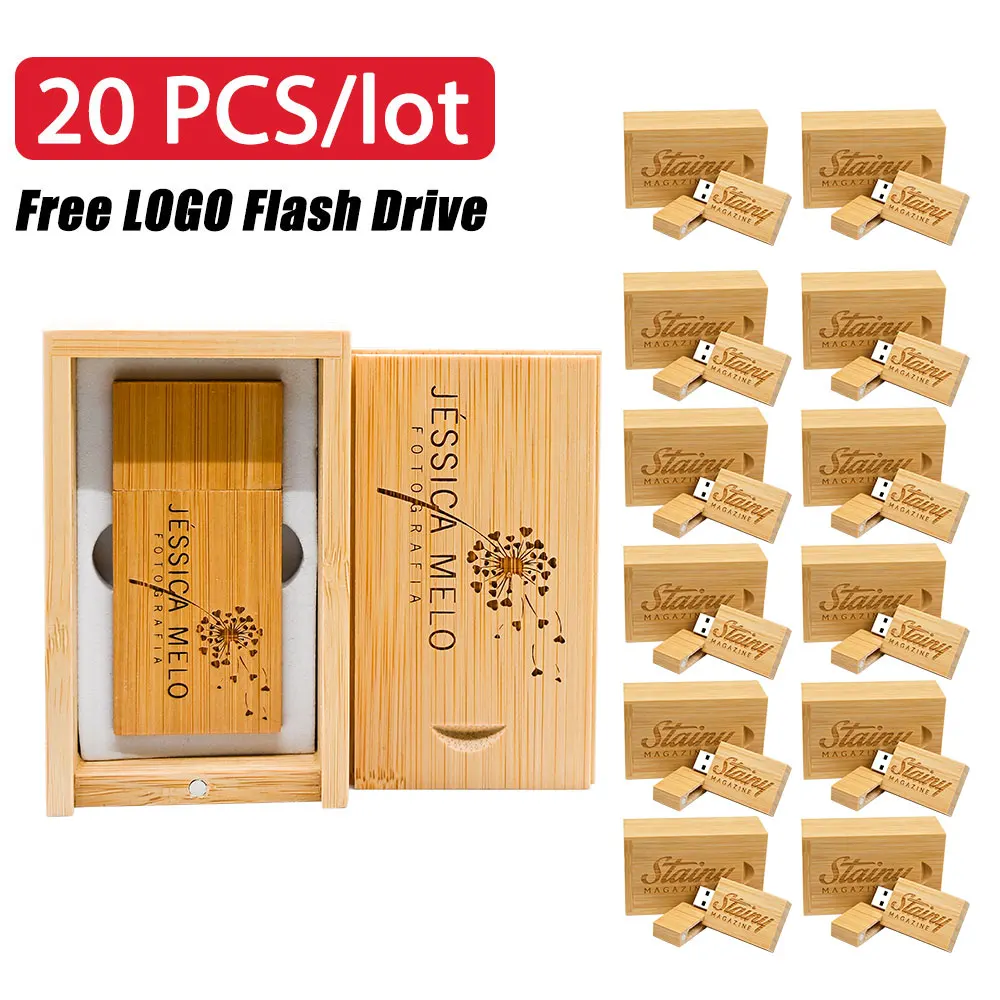 20PCS LOT USB2.0 Flash Drive 128GB Free Custom Logo Memory Stick 64GB Walnut Wood High Speed Pen Drive 32GB Creative Gift U Disk