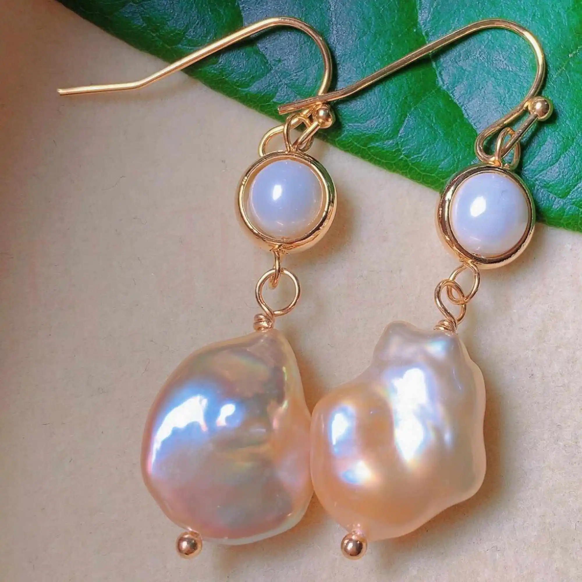 Fashion natural Multicolor pearl white round pearl gold earrings Jewelry Wedding Fashion Women Aquaculture