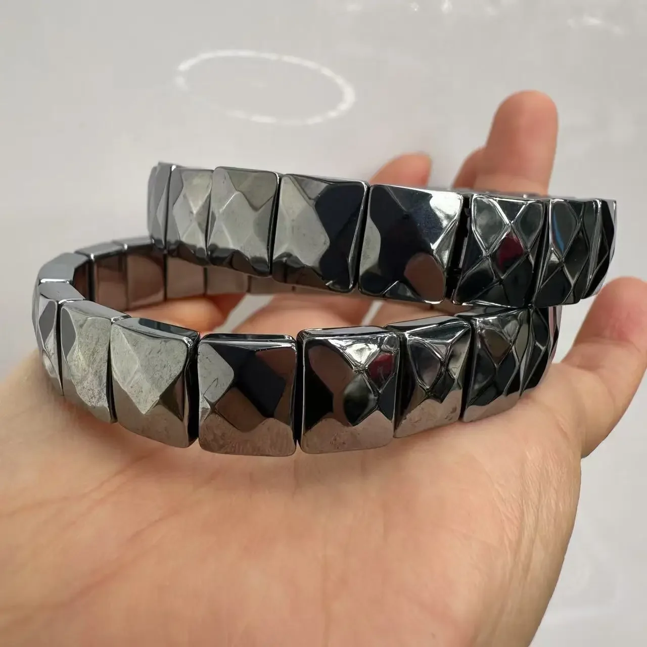 AAA Natural Silver Terahertz Stone Beads Bracelet Different Size Gemstone Jewelry Bangle Unisex For Woman For Man Gift Wholesale