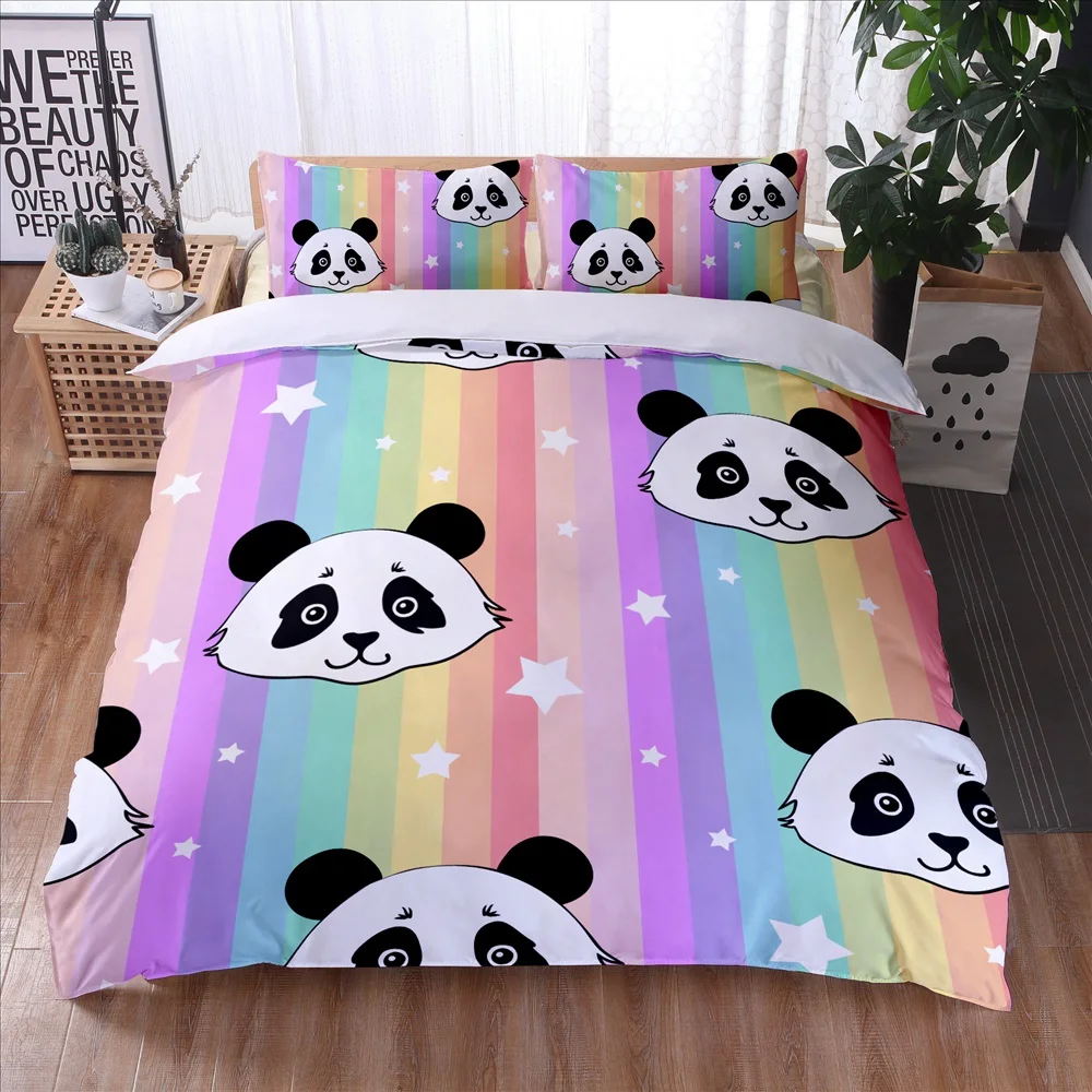 Cute Panda Bed Linens Luxury Bedding Sets Gift for Kids Boys Girls Home Textiles Nordic Style Duvet Cover Quilt Cover Queen Size