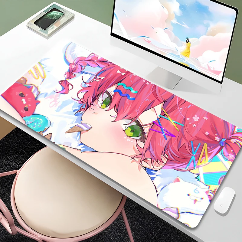 Mouse Pad Laptop Kawaii Gamer Desktop Mouse Mat PC Anime Girl Keyboard Pad XXL Hololive Sakura Miko Table Mat HD Print Mousepad