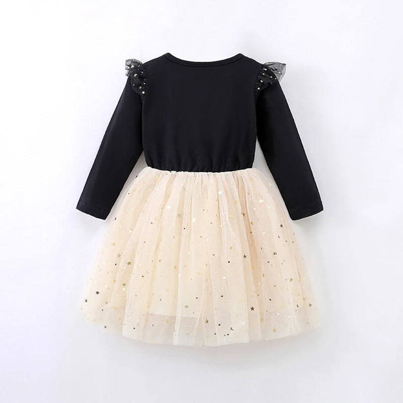 Little maven 2024 neonate maniche lunghe vestito ragazza maglia abiti da festa unicorno paillettes bambini bambini vacanze abiti da principessa