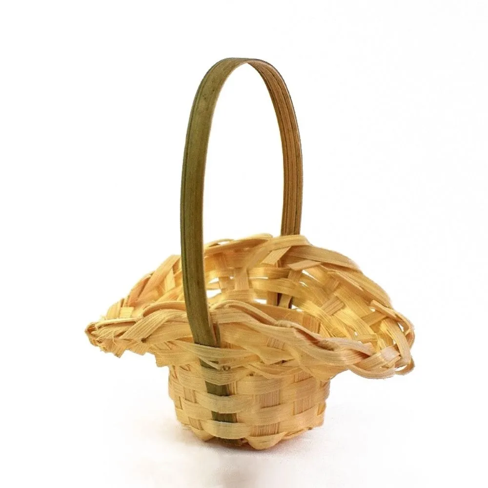 Mini Braid Flower Baskets with Handle Accessories Flower Arrangement Basket Wedding Ornaments Home Office Decor Weaving Basket