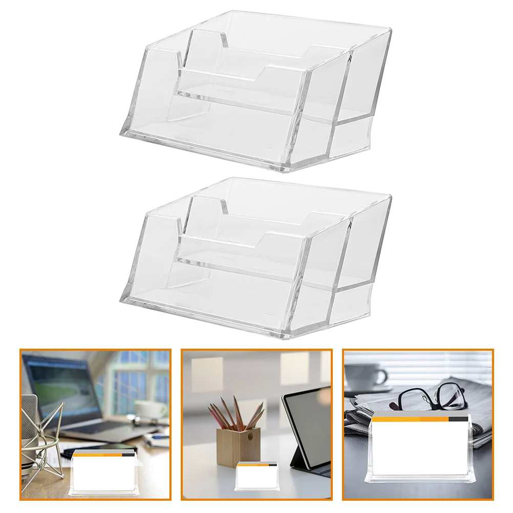 2 Pcs Cards Multiple Business Holder Display Holders Desk Cardholder Transparent Acrylic Office