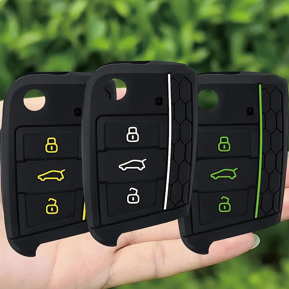 Car Silicone Key Case Cover For VW Golf 7 MK7 Tiguan MK2 T-roc T-cross Skoda Octavia Kodiaq Karoq Seat Ateca Leon Fob