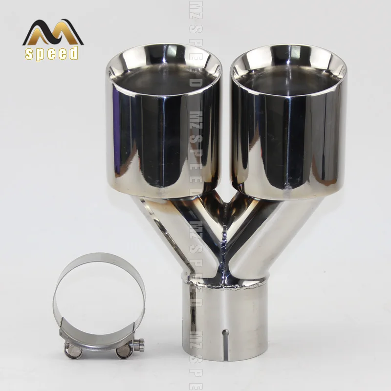 

Stainless steel Y-shaped double outlet straight-edged exhaust pipe head 63 - 76/89/101 mm modified muffler tailpipe