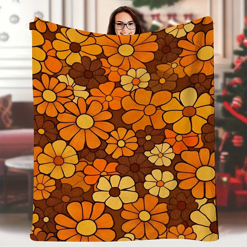Multi Tone Pink Daisy Full Print Throw Blanket,Warm Sofa,Bed Lap Cover,Office Cover,Birthday Anniversary Home Casual Present