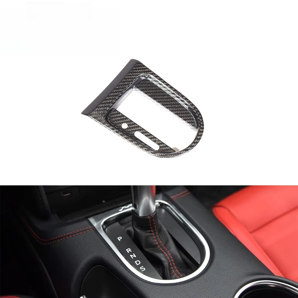 

Interior Decoration Dry Carbon Fiber Car Gear Knob Trims for Ford Mustang Shelby GT350 Coupe 2-Door 15-19